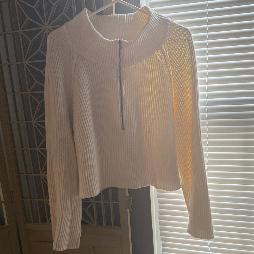 Free People Cream Ribbed Sweater